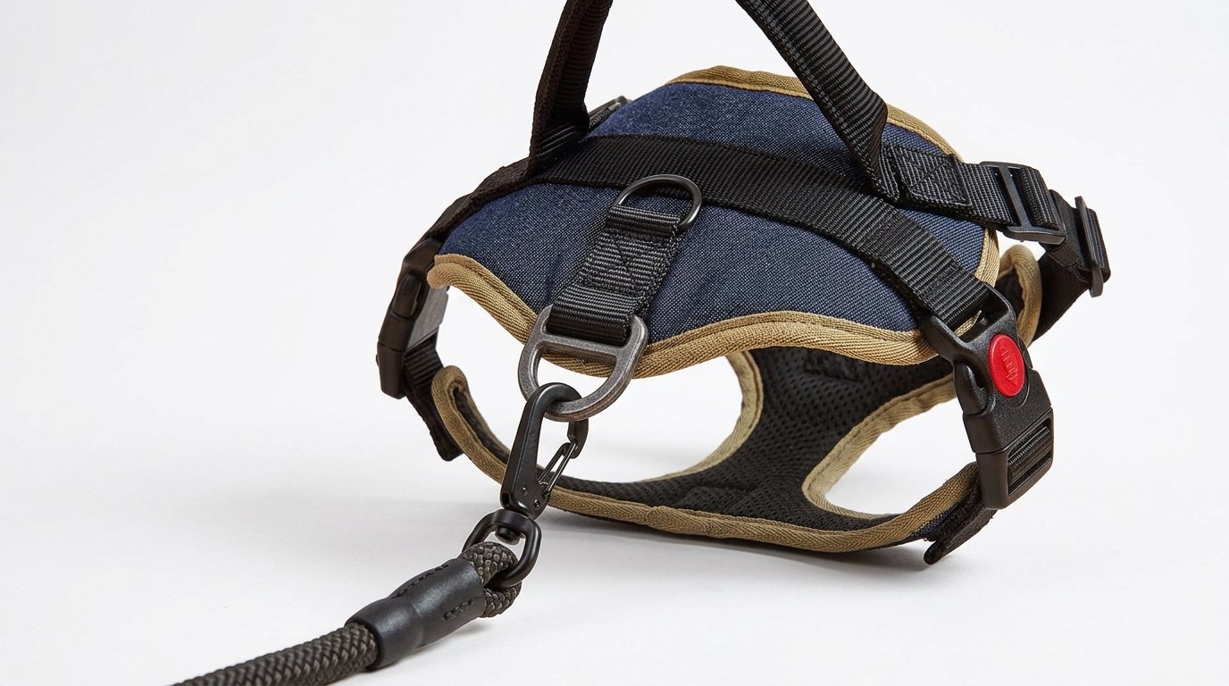 Close-up of PawFit D-ring under leash tension